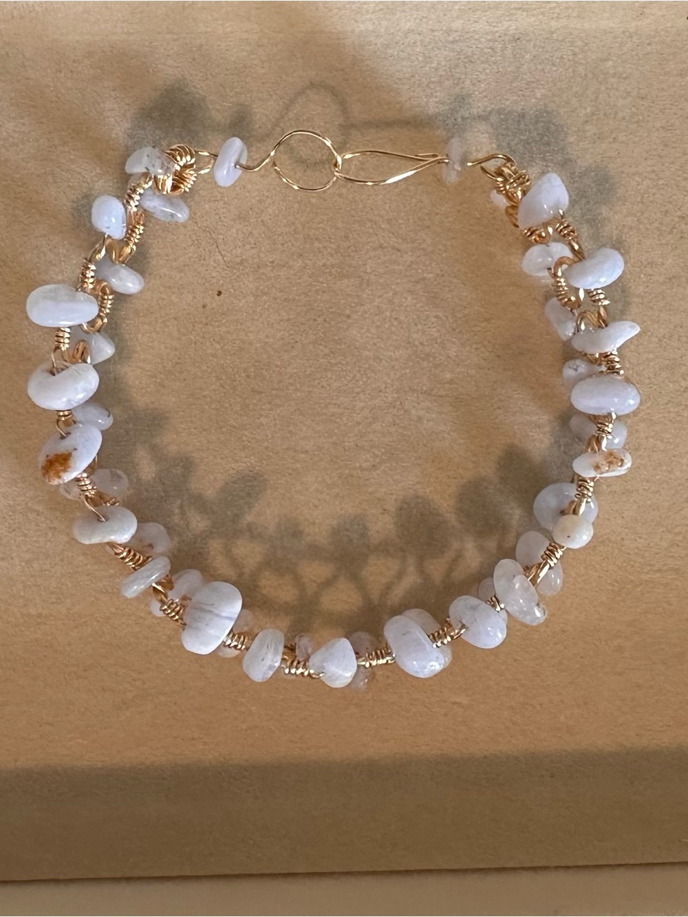 Handcrafted Light Blue Chip Beaded Bracelet